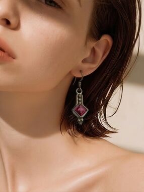 Genuine Garnet and Silver Drop Earrings NWOT